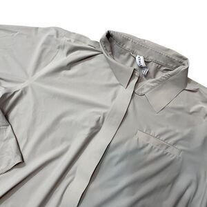 Athleta XL Blouse Button Up Long Sleeve Nylon Blend 2 Tone Grey‎